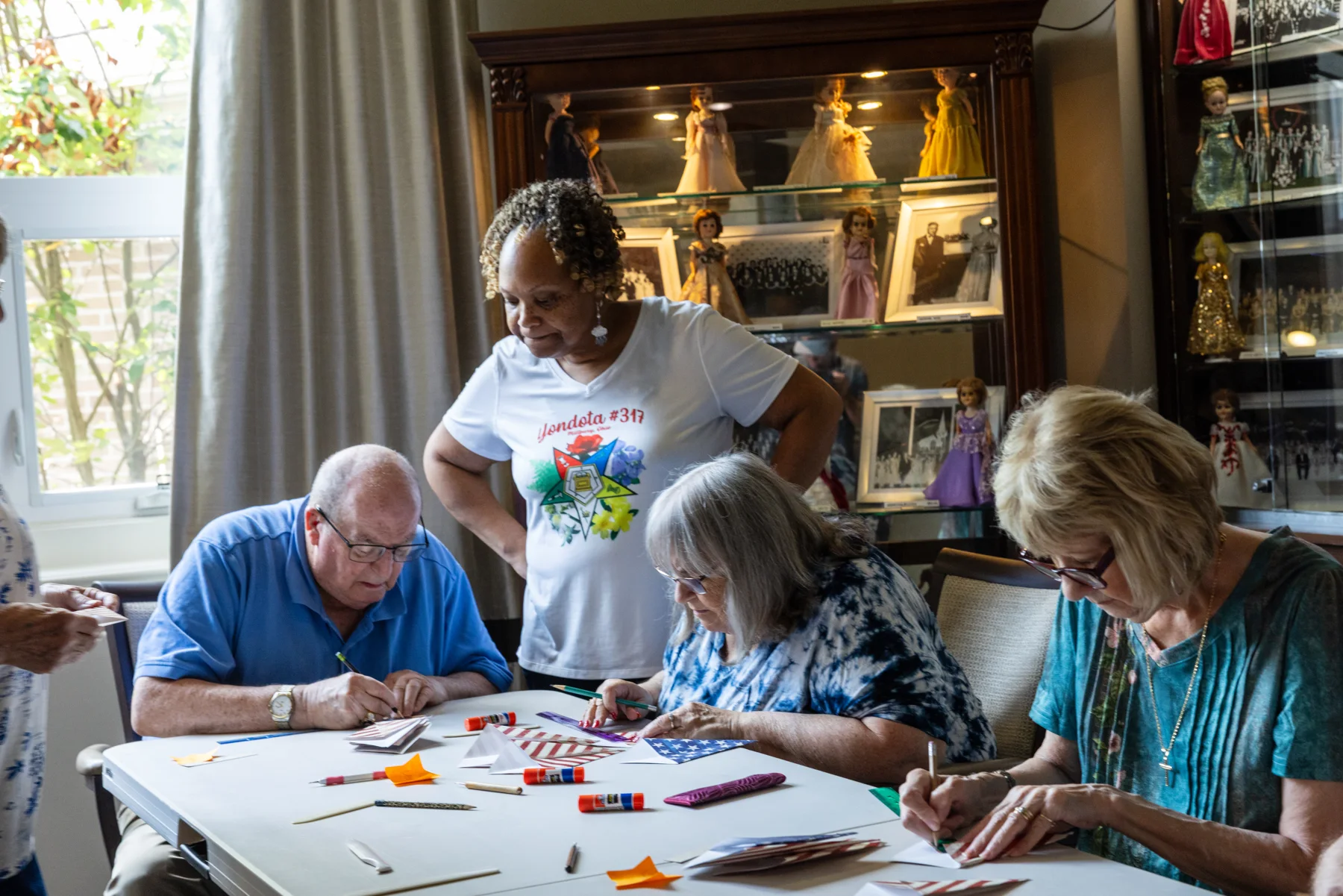 Members collaborating on a creative project