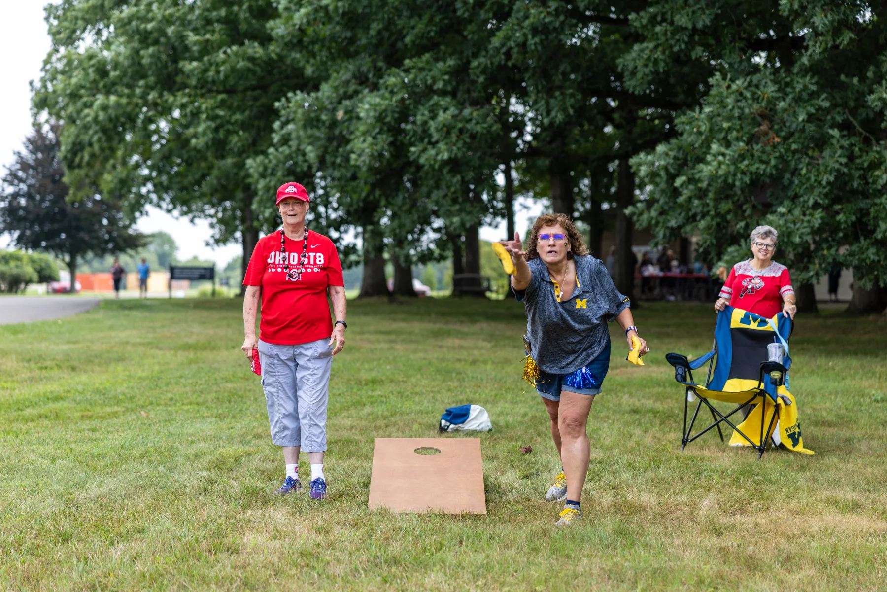 Members enjoying outdoor lawn games
