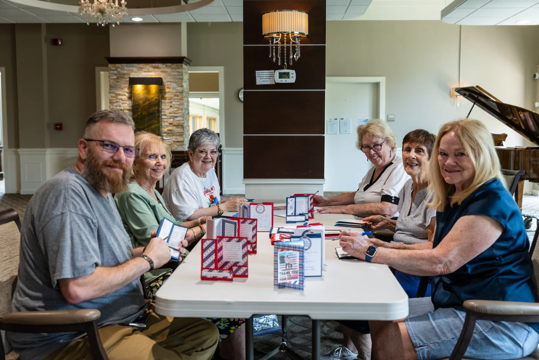 Members creating handmade cards together